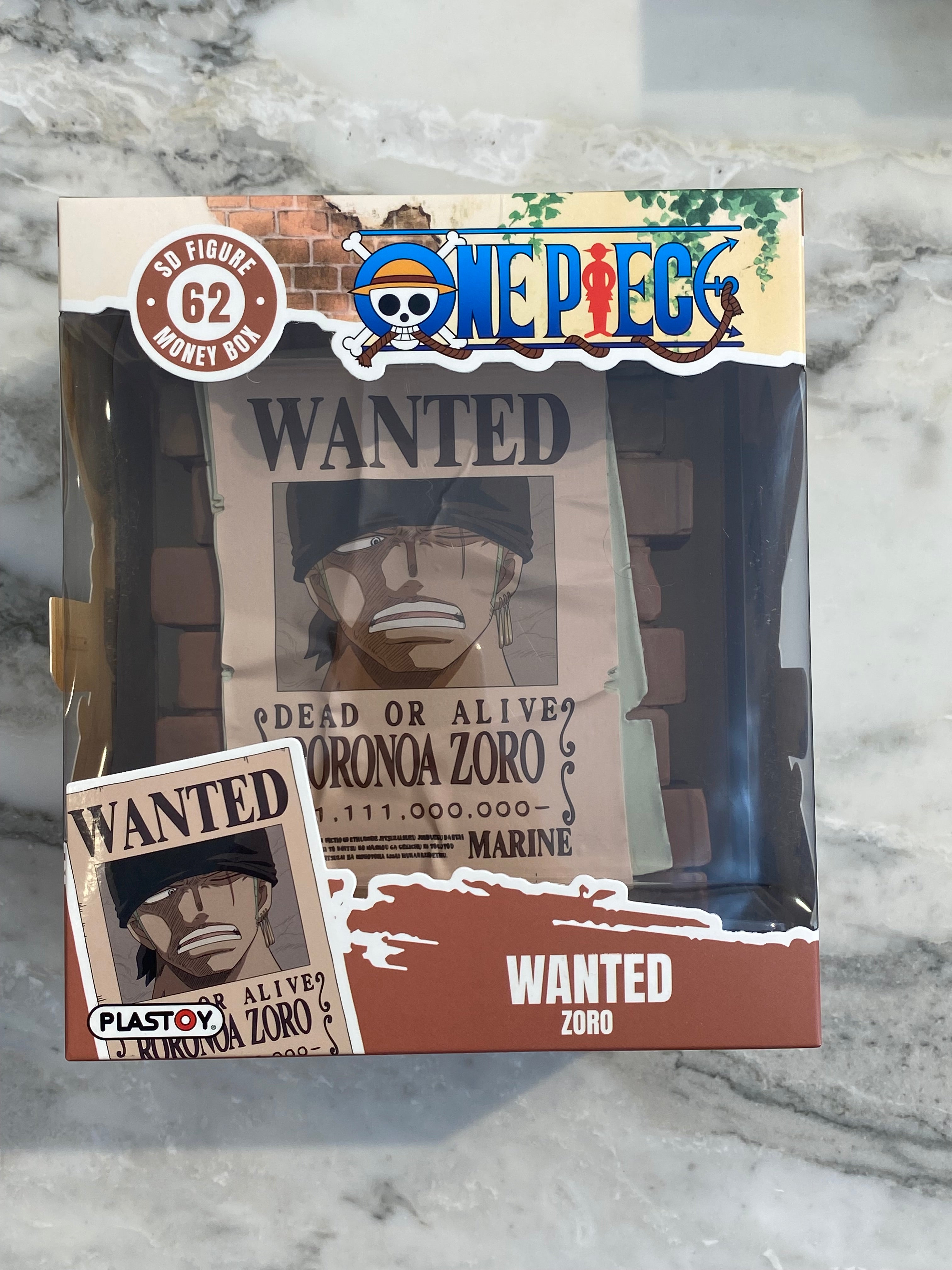 One Piece Poster Wanted Zoro Money Box Salvadanaio PLASTOY